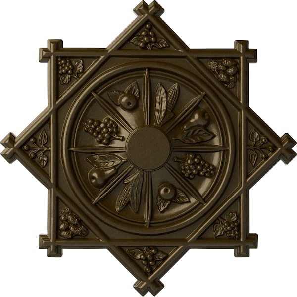 Ekena Millwork Antilles Ceiling Medallion (Fits Canopies up to 6"), Hand-Painted Brass, 38 1/4"OD x 1 1/2"P CM38ANBRS - main